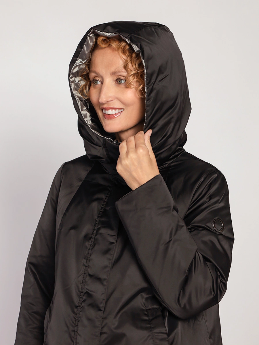 Пуховик двусторонний на натуральном пуху с капюшоном